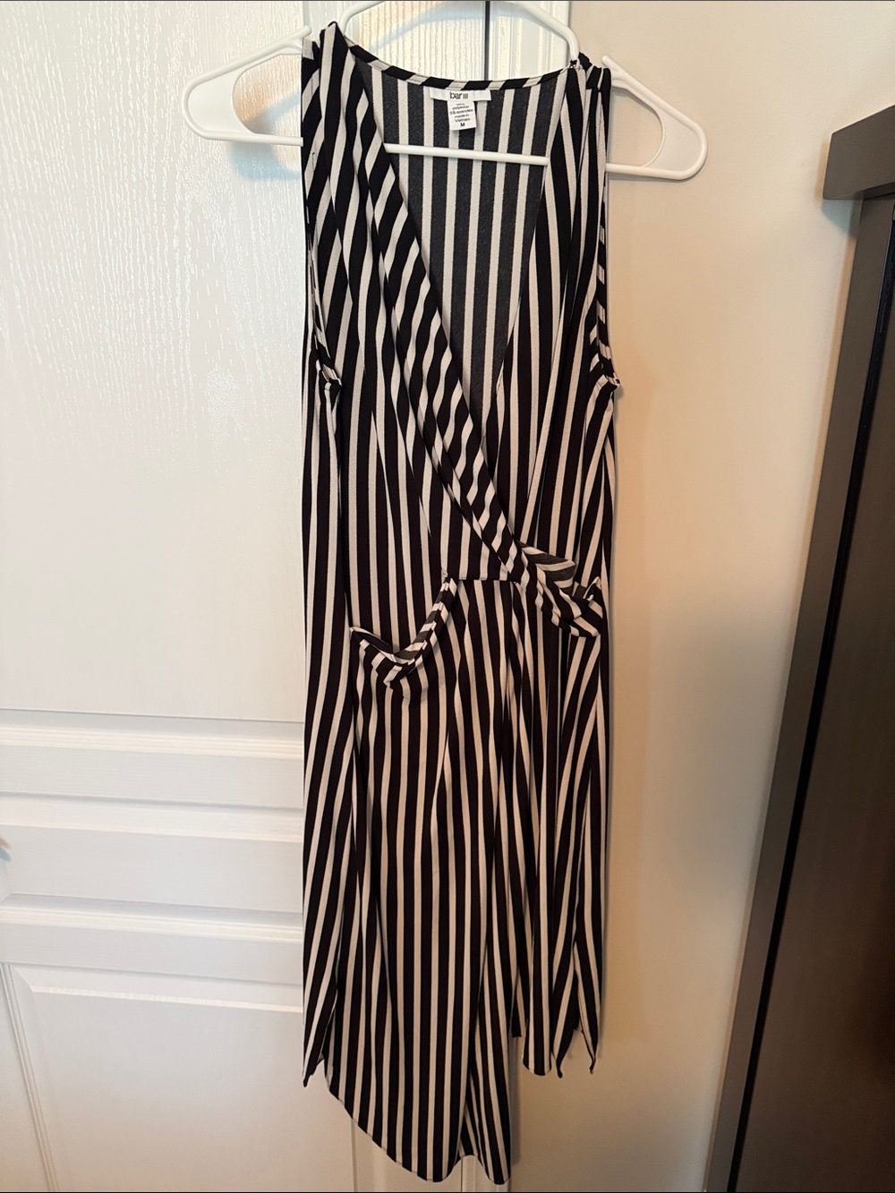 Bar III Black and White Striped Midi Dress